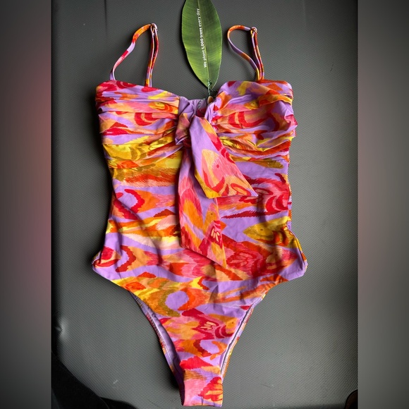 FARM RIO PAINTED FISHES BANDEAU ONE PIECE - Picture 7 of 13